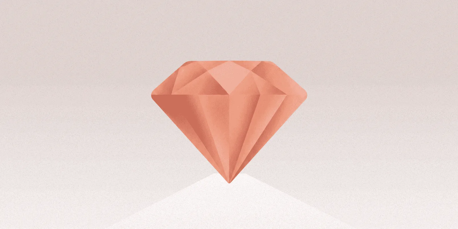Illustration of a peach-colored diamond balancing on its tip
